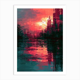 Sunset City | Pixel Art Series Art Print