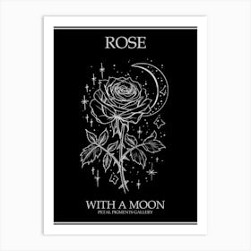 Rose With A Moon Line Drawing 4 Poster Inverted Art Print