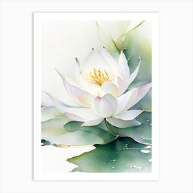 White Lotus Watercolour Art Print