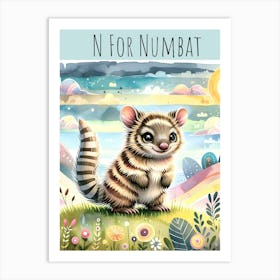 N For Numbat Nursery Art Print