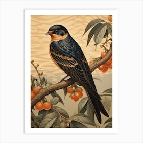 Dark And Moody Botanical Barn Swallow 2 Art Print