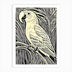 Parrot Linocut Bird Art Print