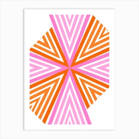 Pink And Orange Abstract Geometric Lines Pattern Art Print