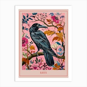 Floral Animal Painting Raven 3 Poster Art Print