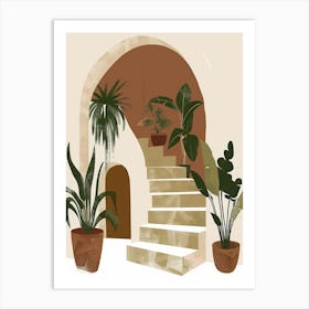 Stairway With Potted Plants Art Print