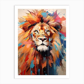 Lion Art Painting Collage Style 3 Art Print