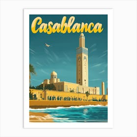 Aihrgdesign A Vintage Travel Poster Of Casablanca Featuring T Eb9b2ade 588b 4ae6 83f0 86defc66460c 1 Art Print