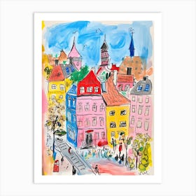 Copenhagen, Dreamy Storybook Illustration 2 Art Print