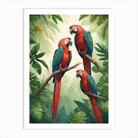 Parrots In The Jungle Art Print