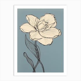 Daffodils Line Art Flowers Illustration Neutral 9 Art Print