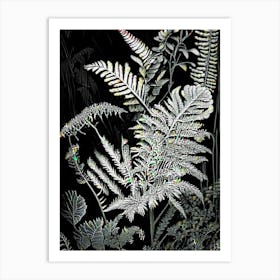 Marsh Fern Wildflower Linocut 1 Art Print