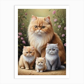 Family Of Persian Cats Cat lover Art Print