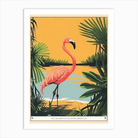 Greater Flamingo Rio Lagartos Yucatan Mexico Tropical Illustration 8 Poster Art Print