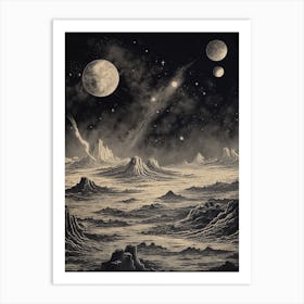 Moon And Solar System Art Print