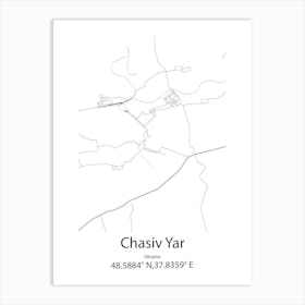 Chasiv Yar,Ukraine Minimalist Map Art Print