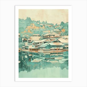 Hiroshima Japan 4 Retro Illustration Art Print