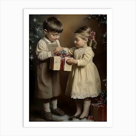 Little Boy And Little Girl Art Print