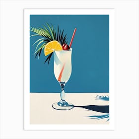 White Tropical Cocktail Art Print