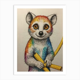 Rainbow Lemur Art Print