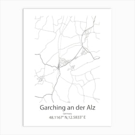 Garching An Der Alz,Germany Minimalist Map Art Print