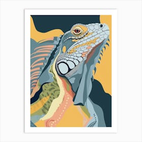 Blue Iguana Modern Illustration 1 Art Print