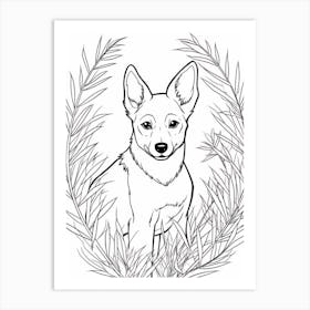Line Art Jungle Animal Dingo 1 Art Print