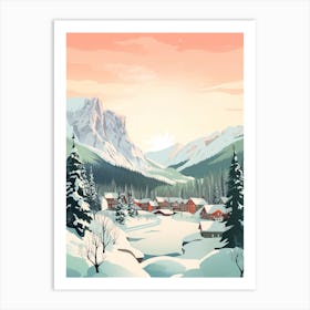 Vintage Winter Travel Illustration Banff Canada 4 Art Print