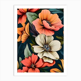 Seamless Floral Pattern 42 Art Print