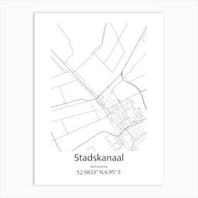 Stadskanaal,Netherlands Minimalist Map Art Print