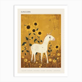 Unicorn In A Sunflower Field Muted Pastels 2 Poster Art Print