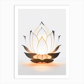 Lotus Flower Lantern Retro Minimal 1 Art Print