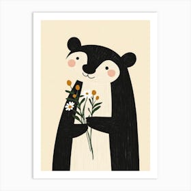 Bear With Flowers Art Print