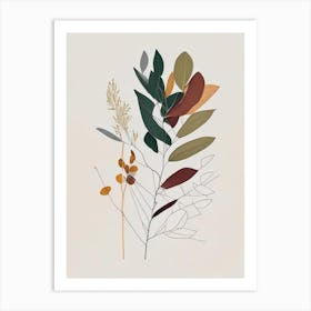 Eucalyptus Spices And Herbs Minimal Line Drawing 1 Art Print