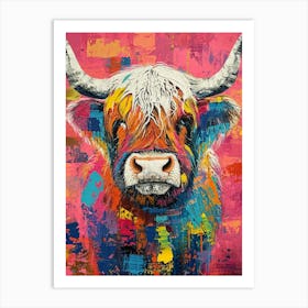 Kitsch Colourful Hairy Cow 4 Art Print