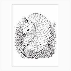 Line Art Jungle Animal Sunda Pangolin 4 Art Print