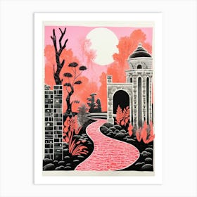 Ninfa Gardens Abstract Riso Style 1 Art Print