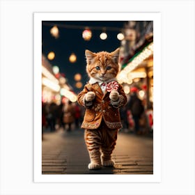 Ginger Cat In A Suit Art Print