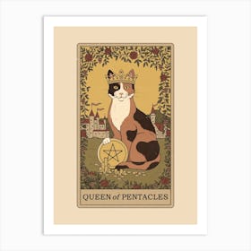 Queen Of Pentacles   Cats Tarot Art Print