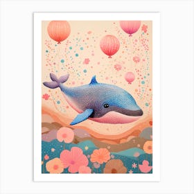 Whale With Balloons Art Print