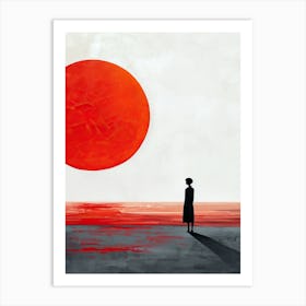 Woman Looking At The Sun, Minimalism Art Print