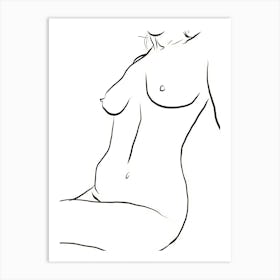 Torso Nude Line Drawing Art Print