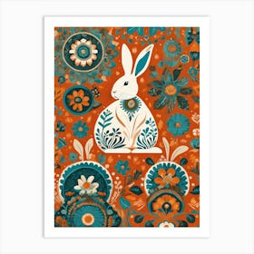 Bunny Folk art, 1452 Art Print