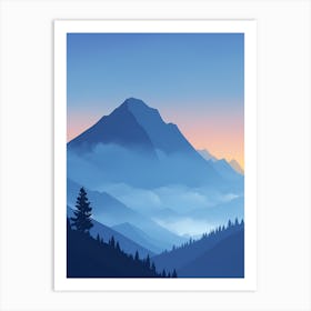 Misty Mountains Vertical Composition In Blue Tone 173 Art Print