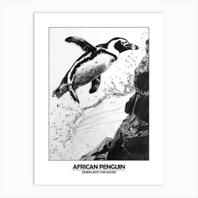 Penguin Diving Into The Water Poster 2 Art Print