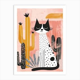 Cat And Cactus Canvas Print 1 Art Print