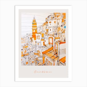 Casablanca Morocco Orange Drawing Poster Art Print