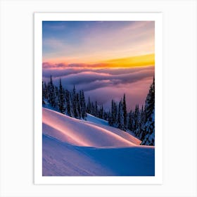 Livigno, Italy Sunrise Skiing Poster Art Print