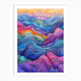 Colourful Mountain Illustration Poster Art Print 9 Art Print