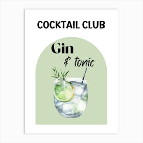 Cocktail Club Gin And Tonic Art Print