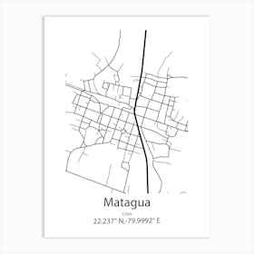 Matagua,Cuba Minimalist Map Art Print